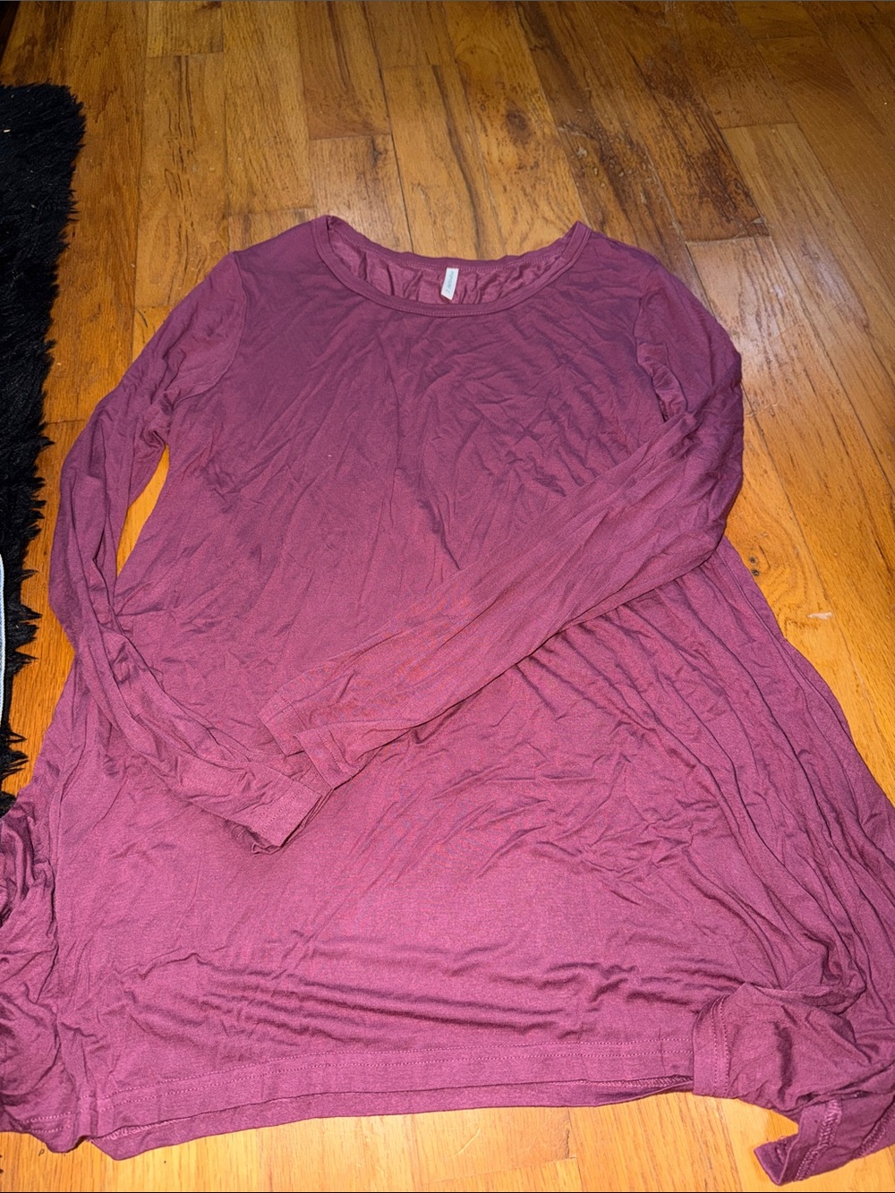 Long Sleeve Scoop Neck Swing Dress - Mauve Plum